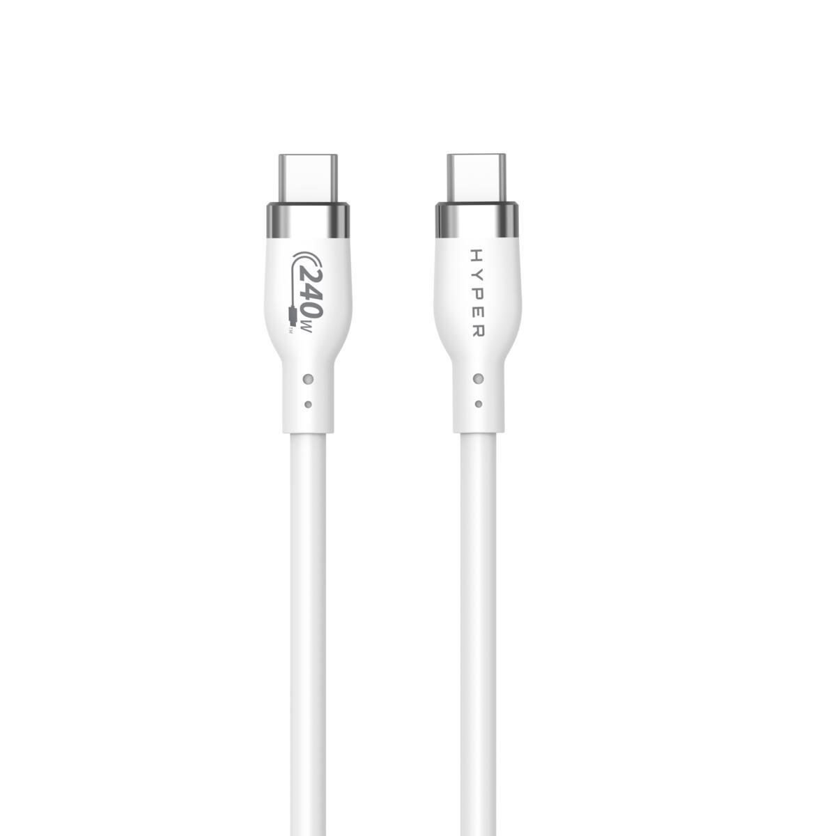 6941921149529 - Hyper® Silikon USB-C zu USB-C Ladekabel 1m (240W Weiß)