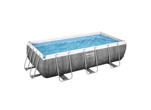 6942138986426 - Bestway® Power Steel™ Frame Pool Set mit Filterpumpe 404 x 201 x 100 cm Rattan-Optik (Schiefergrau) eckig