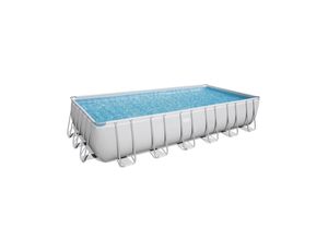 6942138987201 - Bestway® Power Steel™ Frame Pool Komplett-Set mit Filterpumpe 732 x 366 x 132 cm  lichtgrau eckig