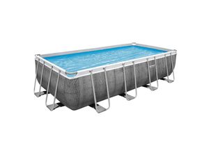 6942138987645 - Power Steel Aufstellpool Komplett-Set mit Filterpumpe 488 x 244 x 122 cm Rattan-Optik (Schiefergrau) eckig 2022