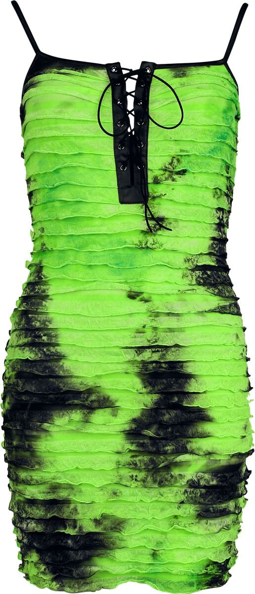 6942386706470 - Tie Dyed Punk Dress Kurzes Kleid schwarz grün in XS-S