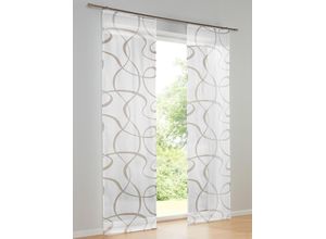 6943755939482 - Schiebegardine HEINE HOME Gardinen Gr 145 cm Klettschiene 60 cm grau (weiß taupe) Schiebegardinen halbtransparent