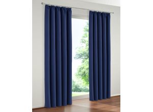 6943755941096 - Verdunkelungsvorhang MY HOME Solana Gardinen Gr 175 cm Kräuselband 140 cm blau (dunkelblau) Kräuselband 2er-Set Bestseller mit 45 Sternen Breite 140 cm einfarbig