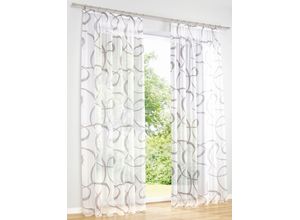 6943755951453 - Gardine HEINE HOME Gardinen Gr 175 cm Universalzugband 140 cm grau (weiß taupe) Halbtransparente Gardinen