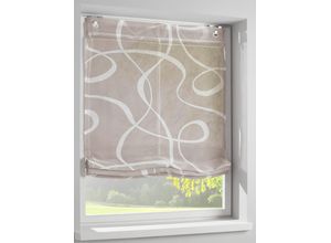 6943755954690 - Raffrollo HEINE HOME Raffrollos Gr 140 cm Hakenaufhängung 80 cm grau (taupe weiß) Raffrollos halbtransparent