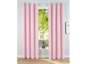 6943755967225 - Verdunkelungsvorhang MY HOME Solana Gardinen Gr 225 cm Ösen 140 cm rosa Ösen 2-er Set Breite 140 cm einfarbig