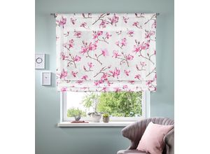 6943755968758 - Bändchenrollo MY HOME Orchidee Raffrollos Gr 140 cm Stangendurchzug 140 cm rosa (rose) Raffrollos transparent Transparent Voile Polyester