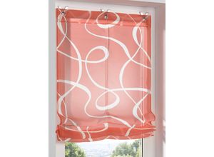 6943755984871 - Raffrollo HEINE HOME Raffrollos Gr 140 cm Hakenaufhängung 80 cm rot (rot weiß) Raffrollos halbtransparent