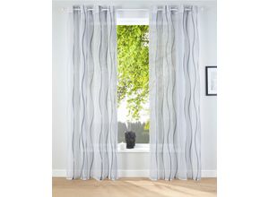 6944185418356 - Gardine MY HOME Dimona Gr 3 bunt (weiß silberfarben grau) B140cm H225cm Voile Polyester Gardinen 2-er Set transparent Voile Polyester Wellen Topseller