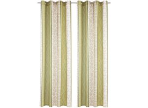 6944185496316 - Vorhang MY HOME Gosen Gr 4 grün B140cm H245cm Microfaser Polyester Gardinen Gardine 2-er Set Fertiggardine Längsstreifen