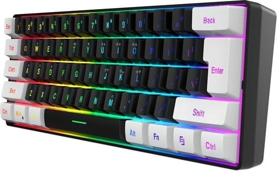 6948391221953 - HXSJ V700 RGB Membrane kabelgebundene Gaming-Tastatur - 61Tasten - Qwerty - Schwarz Weiß