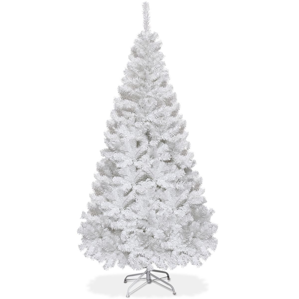 6952938314428 - Costway Weihnachtsbaum Künstlicher Tannenbaum Weihnachtsbaum mit Metallständer 150-240 cm Weiß-180 cm