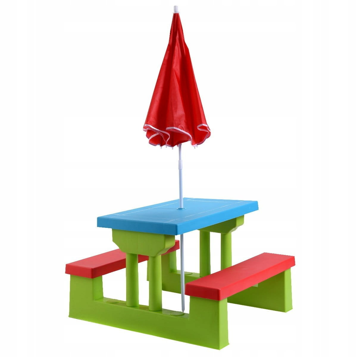 6952938373647 - Costway - Picknicktisch für Kinder mit Sonnenschirm und Bank - Klappbarer Tisch - 67 x 41 x 47 cm - Mehrfarbig