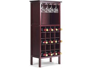 6952938375962 - Costway - Weinregal Weinschrank für 20 Flaschen mit GlasaufhaengerHolz Flaschenregal Weinstaender Glaeserregal für Küche Bar Flaschenstaender