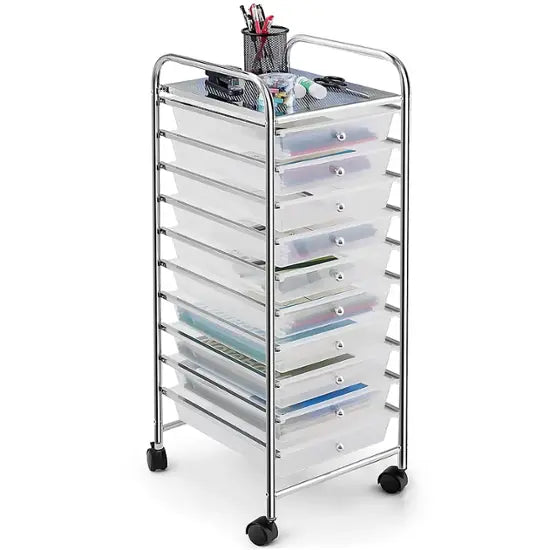 6952938397933 - Storage Cart - 10 Schubladen - Räder - PP - 37 x 33 x 86cm - Transparent