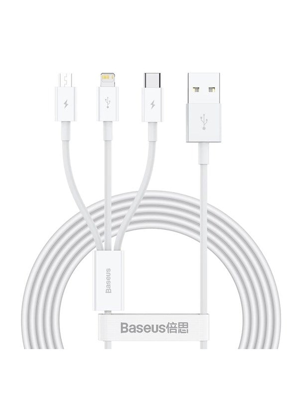 6953156205536 - Berlegenes 3-in-1-USB-Kabel iPhone Lightning usb-c microUSB 35 a 15 m Weiß