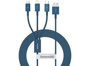 6953156205543 - Superior 3in1 USB-Kabel - Lightning   usb Typ c   Micro-USB 35 a 15 m blau (CAMLTYS-03) - Baseus