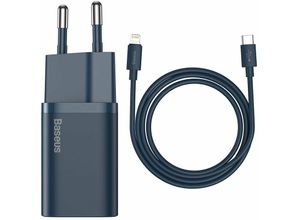 6953156230071 - Baseus Super Si 1C Schnellladegerät USB Type C 20W Power Delivery + USB Type C - Lightning Kabel 1m blau (TZCCSUP-B03)