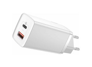 6953156232945 - Baseus GaN2 Lite Ladegerät 65W USB   USB Typ C Quick Charge 30 Power Delivery (Galliumnitrid) Netzteil Adapter weiß