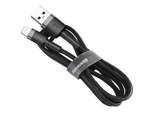 6953156274938 - Baseus Cafule Kabel strapazierfähiges Nylonkabel USB   Lightning QC30 24A 05M schwarz-grau (CALKLF-AG1)