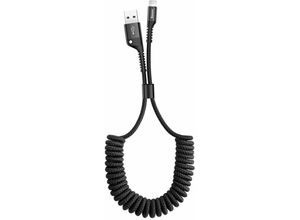 6953156277397 - Baseus Fish Eye Spring Data Cable Frühling Kabel USB   Lightning 1M 2A schwarz (CALSR-01)