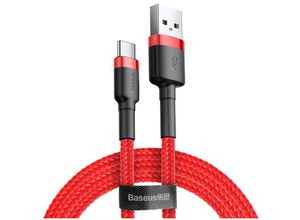 6953156278165 - Basetech - Baseus Cafule Cable durabel Kabel mit Nylon geflochtenes Ladekabel usb   usb-c QC30 3A 05M rot (CATKLF-A09)