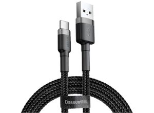 6953156278189 - Tresice France - Robustes geflochtenes Kabel usb auf usb-c QC3 05 m – Schwarz und Grau