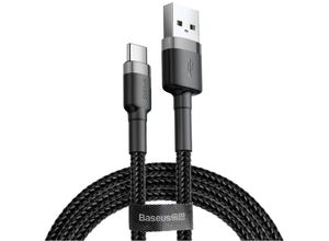 6953156278202 - Basetech - Baseus Cafule Ladekabel strapazierfähiges Nylonkabel usb   usb-c QC30 3A 1M schwarz-grau