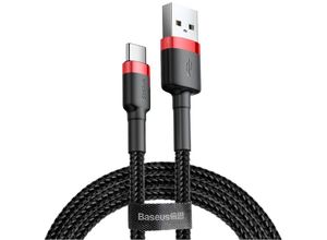 6953156278219 - Baseus Cafule Cable durabel Kabel mit Nylon geflochtenes Ladekabel usb   usb-c QC30 3A 1M schwarz-rot (CATKLF-B91)