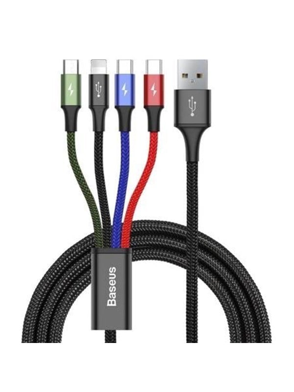 6953156278493 - Tresice France - Baseus Kabel usb Kabel 4in1 iPhone   2x usb Typ c   Micro usb Kabel mit Nylon geflochtenes 35A 12m schwarz (CA1T4-B01)