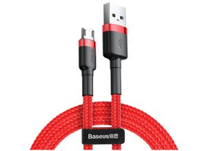 6953156280328 - Cafule Cable durabel Kabel mit Nylon geflochtenes Ladekabel usb   micro usb QC30 24A 1M rot (CAMKLF-B09) - Baseus