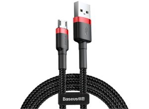 6953156280342 - Basetech - Baseus Cafule Cable durabel Kabel mit Nylon geflochtenes Ladekabel usb   micro usb QC30 24A 1M schwarz-rot (CAMKLF-B91)