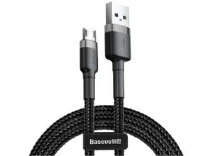 6953156280366 - Tresice France - Baseus Cafule Cable strapazierfähiges Nylonkabel usb   Micro usb 15A 2M schwarz-grau (CAMKLF-CG1)