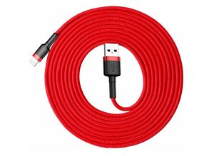 6953156296299 - Baseus Cafule Kabel strapazierfähiges Nylonkabel USB   Lightning QC30 2A 3M rot (CALKLF-R09)