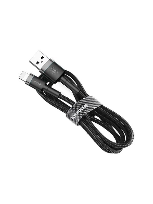 6953156296305 - Baseus Cafule Cable durabel Kabel mit Nylon geflochtenes Ladekabel USB   Lightning QC30 2A 3M schwarz-grau (CALKLF-RG1)