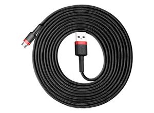 6953156296381 - Strapazierfähiges Nylon-Micro-USB-Kabel 2A 3M schwarz und rot