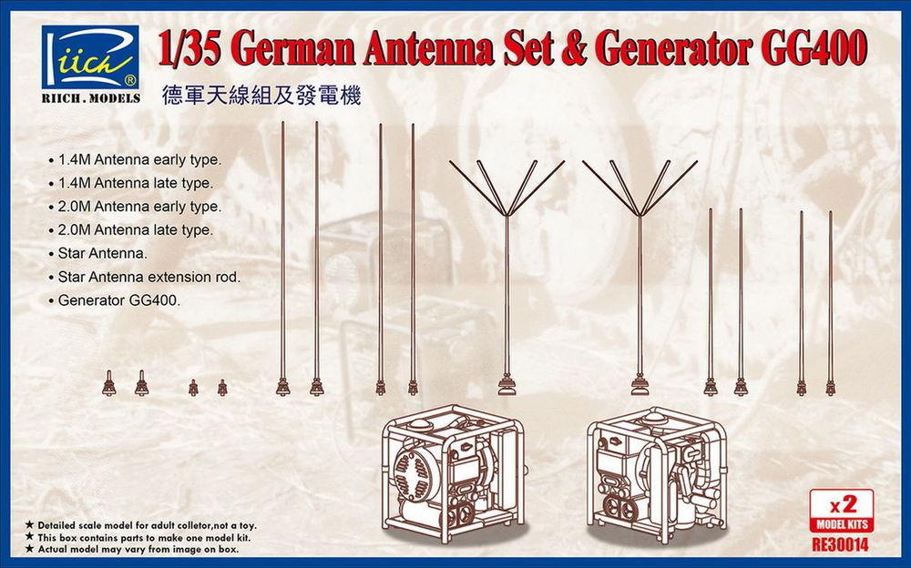 6953391900470 - Riich Models RE30014 - German Antenna Set & GG400 Generator (Model kits x2) in 135