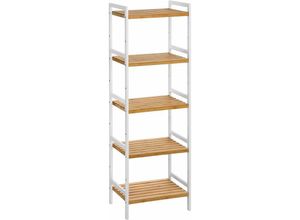 6955880301034 - Bambus Regal Küchenregal Badregal Bücherregal Standregal mit 5 Ablagen 45 x 315 x 142 cm ideal für Bad Küche Wohnzimmer Schlafzimmer