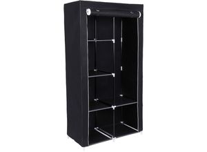 6955880314270 - Songmics - xl Stoffschrank Faltschrank 7 Montagearten Kleiderschrank mit 2 Kleiderstange 88 x 45 x 170cm Schwarz RYG84H - Schwarz