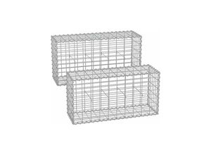 6955880322534 - Songmics - Gabionenkorb100 x 50 x 30 cm2er SetMetall-Steinkorb mit 5 x 10 cm Maschenweite für Mauersteine verzinkt Steingabione Mauer silber