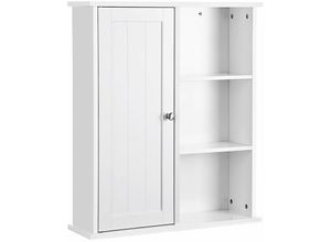 6955880325856 - Vasagle Hängeschrank Wandschrank Badschrank Küchenschrank Regal Aufbewahrung mit Tür und Einlegeboden Weiß 60 x 71 x 18cm von Songmics BBC20WT - Weiß