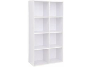 6955880333516 - Songmics - Regal mit 8 Fächern Bücherregal aus Holz als Dekoregal freistehende Schrank für Büro Zuhause Weiß LBC24WT - Weiß