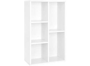 6955880334414 - Vasagle Bücherregal Standregal mit 5 Fächern für Wohnzimmer Arbeitszimmer Kinderzimmer Büro als Raumteiler 50 x 24 x 80 cm weiß von Songmics