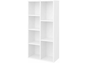 6955880334421 - Songmics - vasagle Bücherregal mit 7 Fächern Bücherschrank TV-Ständer Display-Regal 50 x 24 x 106cm (b x t x h) Weiß LBC27WT - Weiß