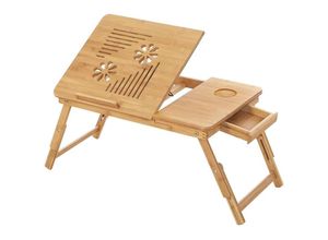 6955880345168 - CALICOSY - Klapptisch fürs Bett aus Bambus für einen neigbaren Laptop-PC - L55 cm - Holz