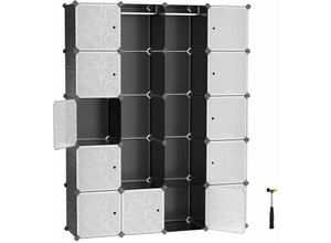 6955880347803 - Songmics - Kleiderschrank Garderobenschrank Steckregalsystem Mit 2 Kleiderstange 178 x 143 x 36 cm Schwarz LPC30H - Schwarz mit bedruckter Verzierung