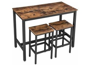 6955880358410 - Vasagle Bartisch-Set Stehtisch mit 2 Barhockern Küchentresen mit Barstühlen Küchentisch und Küchenstühle im Industrie-Design für Küche 120 x 60