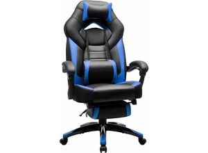 6955880358755 - Songmics - Gamingstuhl Bürostuhl mit Fußstütze Schreibtischstuhl ergonomisches Design verstellbare Kopfstütze Lendenstütze bis zu 150 kg