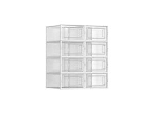 6955880386680 - Schuhboxen 8er Set Schuh-Organizer aus Kunststoff faltbar und stapelbar für Schuhe bis Größe 44 transparent-weiß LSP08SWT - transparent-weiß