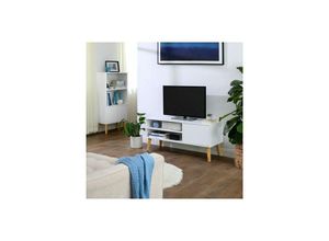 6955880390281 - Vasagle Lowboard im skandinavischen Stil TV-Regal Fernsehtisch Fernsehschrank für Ihren Flachbildschirm Spielekonsolen Wohnzimmer Büro Weiß